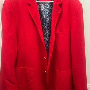Tailorbyrd Bright Red Men's Blazer with Paisley Lining